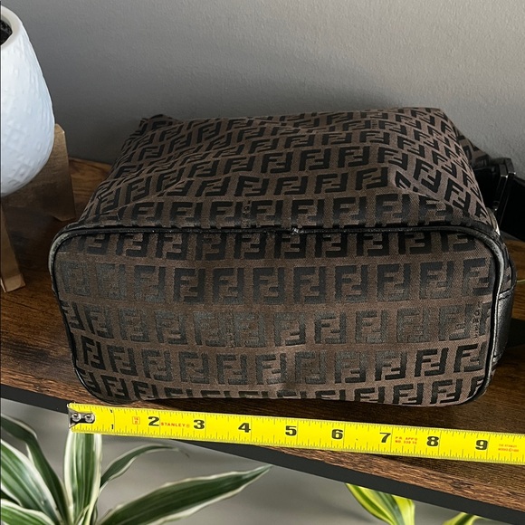 Fendi Brown FF Monogram Shoulder Bag with Black Strap - Picture 5 of 16